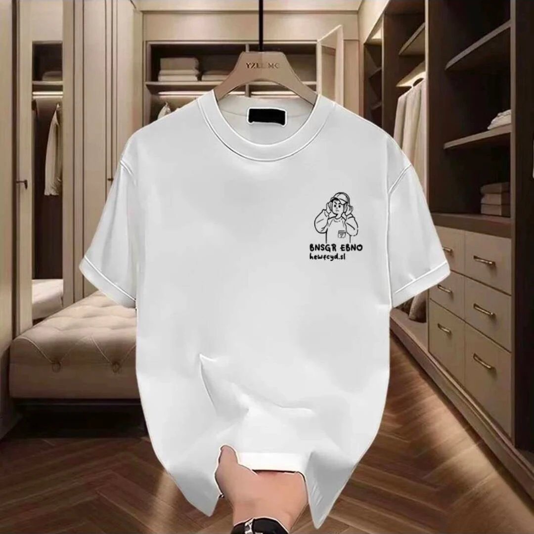 Design Graphic Print Oversized White T-Shirt - 3