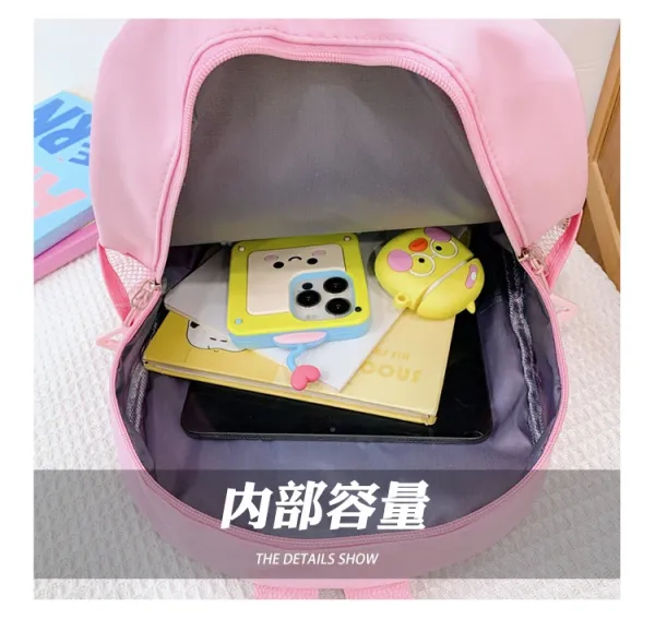 Design Labubu Pink Gingham Cartoon Print Mini Backpack - 10