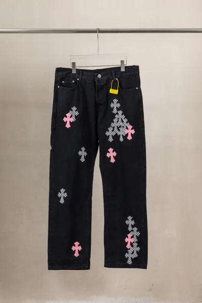 Chrome Hearts Cross-Embroidered Black Denim Jeans - 1