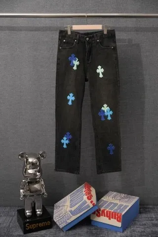 Chrome Hearts Cross-Embroidered Black Denim Jeans - 1