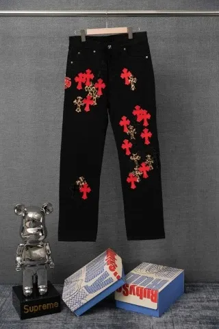 Chrome Hearts x Cross Motif Embroidered Black Jeans - 1