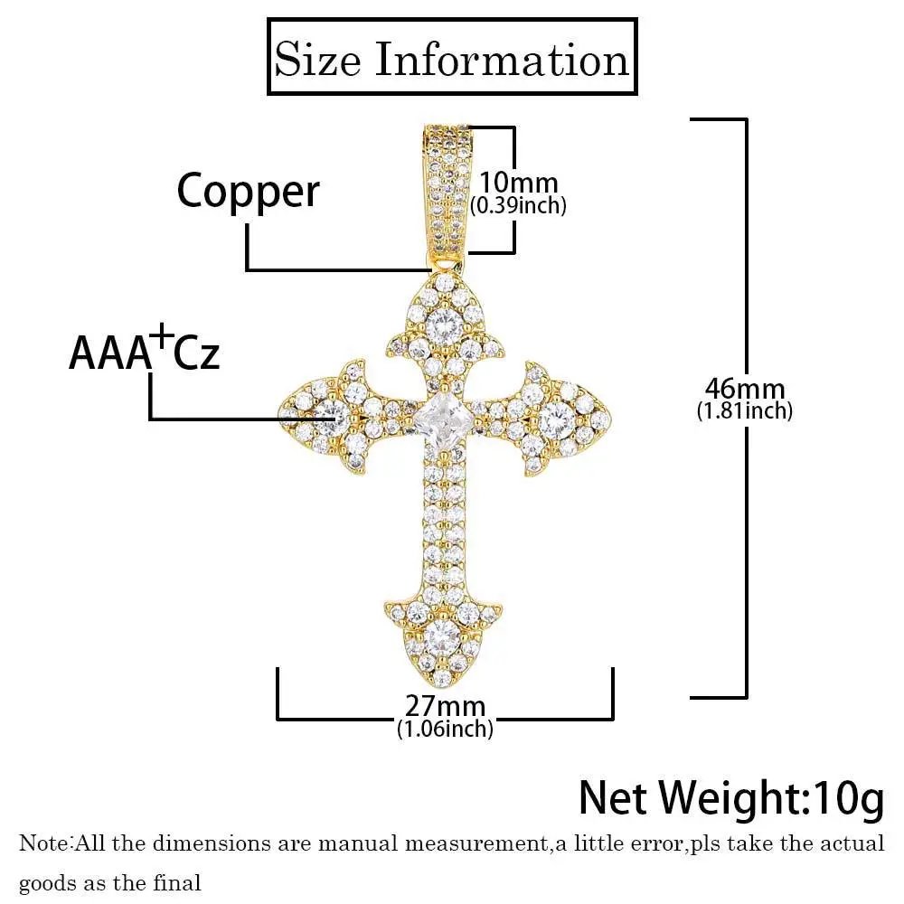 Design Cross Pendant Necklace Gold with Cubic Zirconia Jewelry - 9