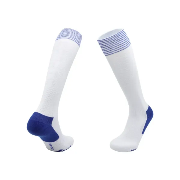Design Knee-High Soccer Socks White with Royal Blue Accents - 1