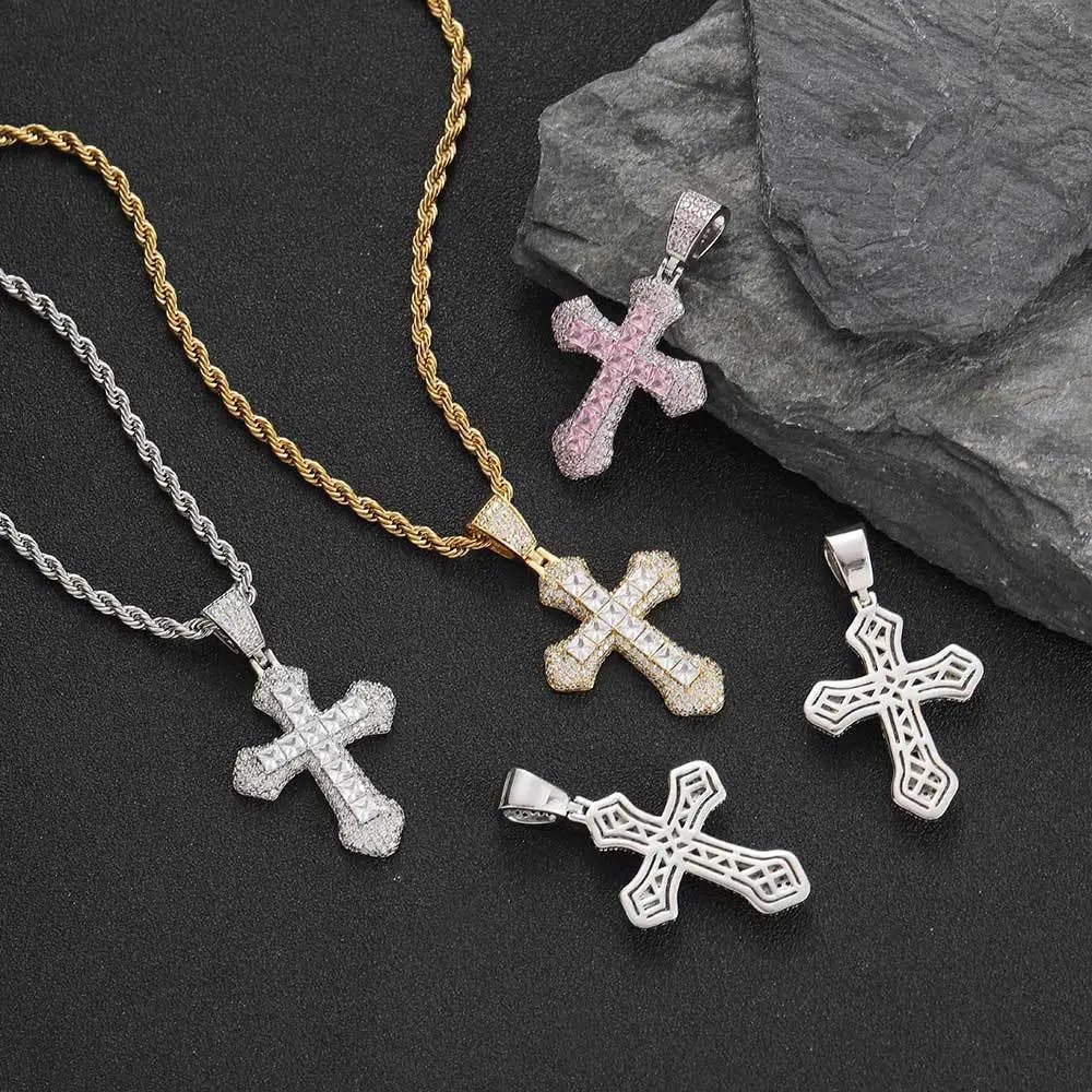 Design Cross Pendant Necklace Gold with Cubic Zirconia Jewelry - 28