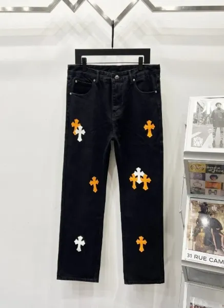 Chrome Hearts Cross-Embroidered Black Straight-Leg Jeans - 1