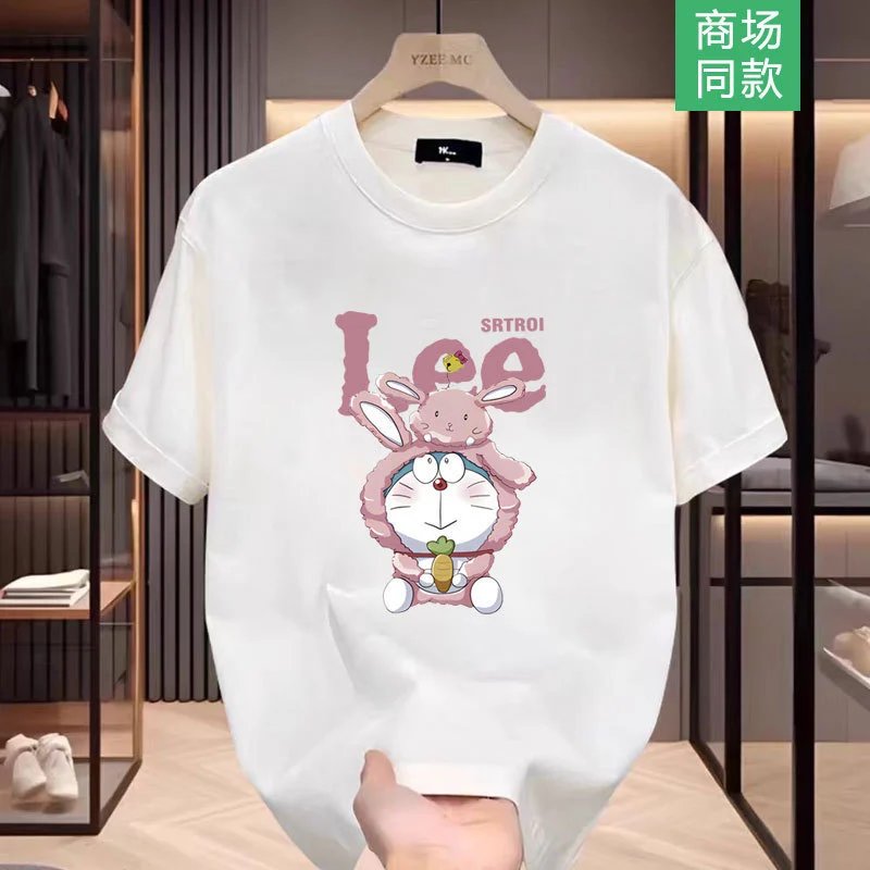 Lee x Doraemon Rabbit Costume Graphic Print White T-Shirt