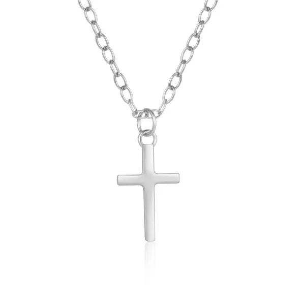 Design S925 Sterling Silver Cross Pendant Necklace Gold Plated Jewelry - 11