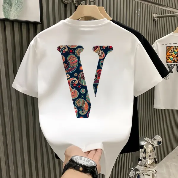 Design V-Print Paisley Graphic T-Shirt White - 3