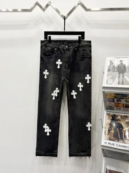 Chrome Hearts Cross-Embroidered Beige Denim Jeans - 3