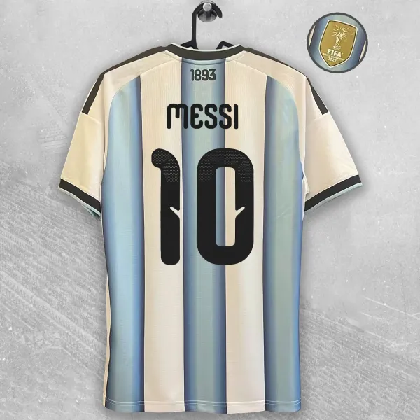 Design Argentina National Team 2022 World Cup Champion Home Jersey Messi #10 Blue and White Stripes Jersey - 1