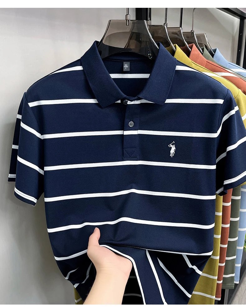 Polo Ralph Lauren Striped Polo Shirt Army Green - 12