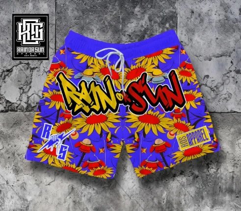 Design Rain or Sun Apparel Psychedelic Face Print Swim Shorts Multicolor Swimwear - 6