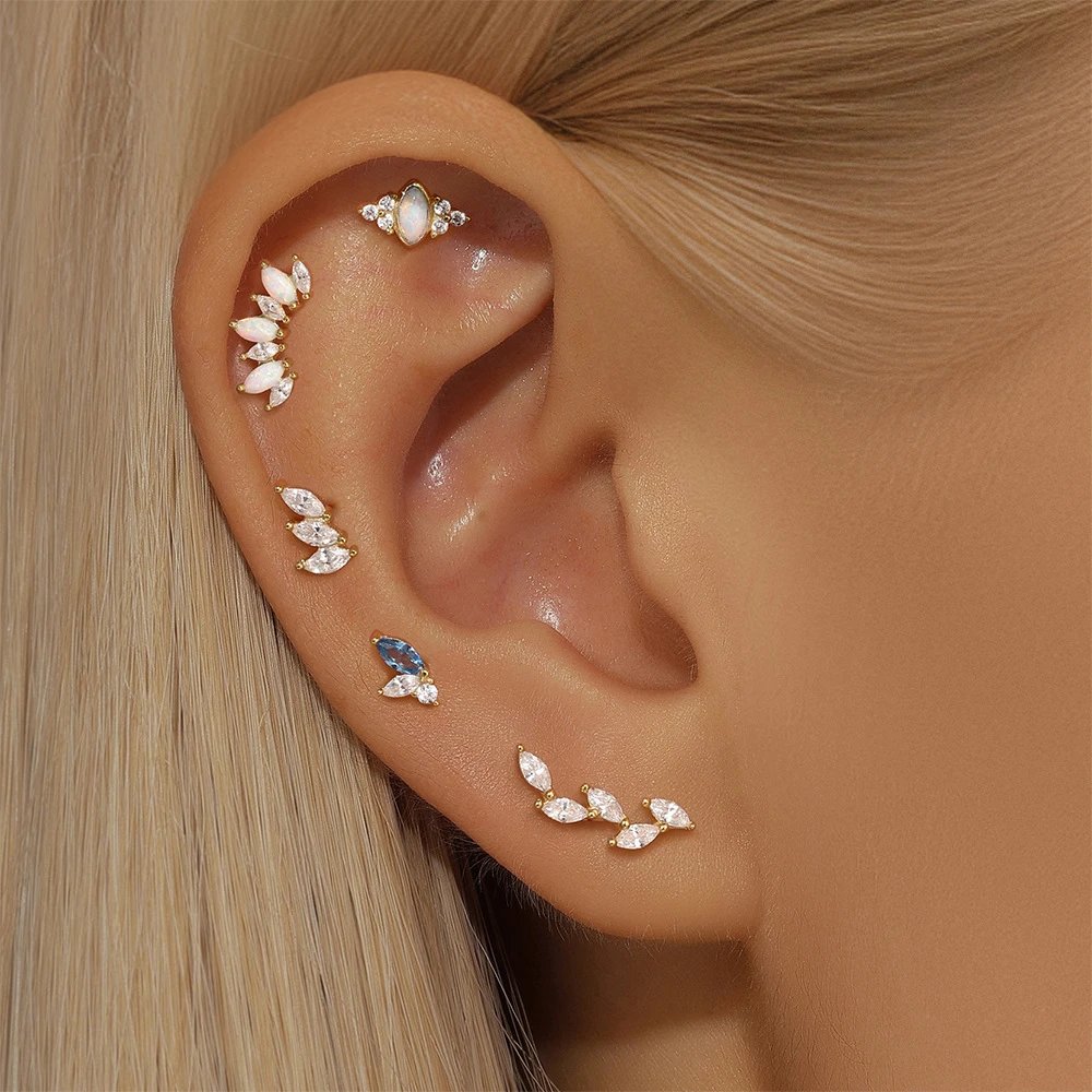 Design Opal Marquise Heart Back Earring Gold Jewelry - 9