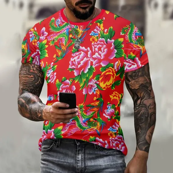 Design Rooster Print Multicolor Graphic T-Shirt - 6