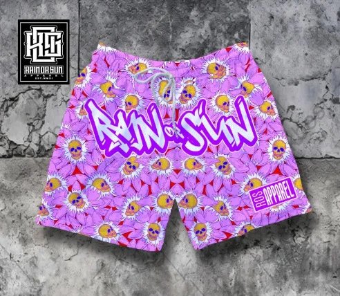 Design Rain or Sun Apparel Psychedelic Face Print Swim Shorts Multicolor Swimwear - 10