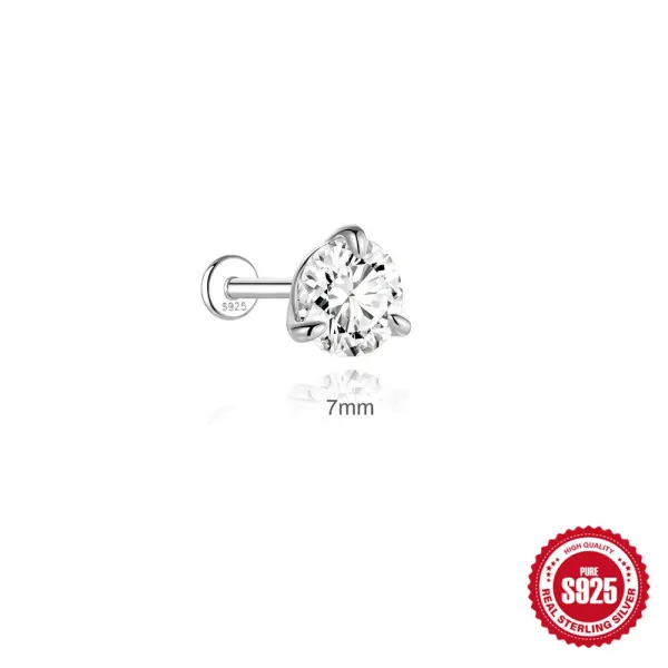 Design Sterling Silver 7mm Cubic Zirconia Labret Stud Earring Jewelry - 1