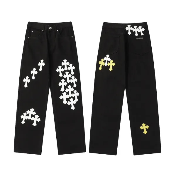 Chrome Hearts x NoStylist Embroidered Cross Patch Light Wash Jeans - 17