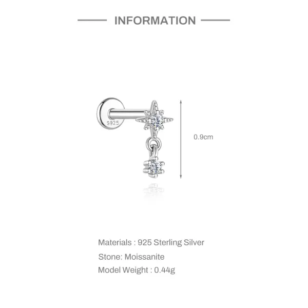 Design S925 Sterling Silver Cross Pendant Ear Cuff Jewelry - 7