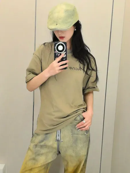 Acne Studios Stockholm 1996 Olive Green T-Shirt - 34