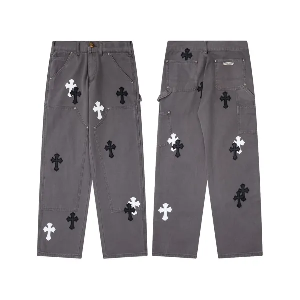 Chrome Hearts x NoStylist Embroidered Cross Patch Light Wash Jeans - 33