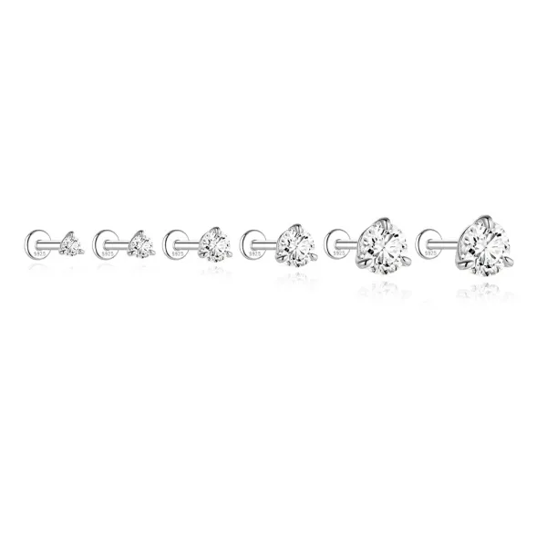 Design S925 Sterling Silver Cubic Zirconia Stud Earring 6.5mm Jewelry - 16