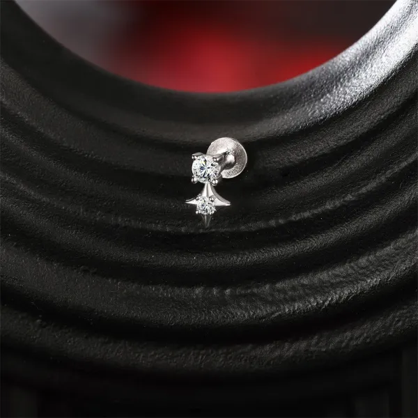 Design S925 Sterling Silver Cross Pendant Ear Cuff Jewelry - 19