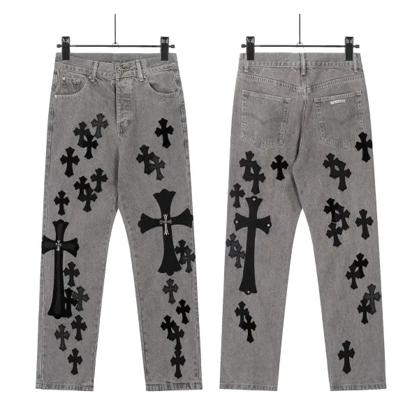 Chrome Hearts x NoStylist Embroidered Cross Patch Light Wash Jeans - 39