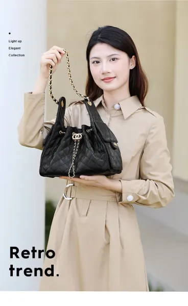 Chanel Quilted Bucket Bag Black with Gold Hardware Handbags - 2