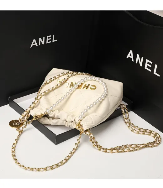 Design Chenla Quilted Drawstring Chain Bag Black Shoulder Bags - 9