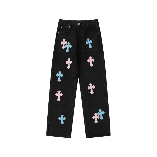 Chrome Hearts Cross Patch Black Jeans - 12