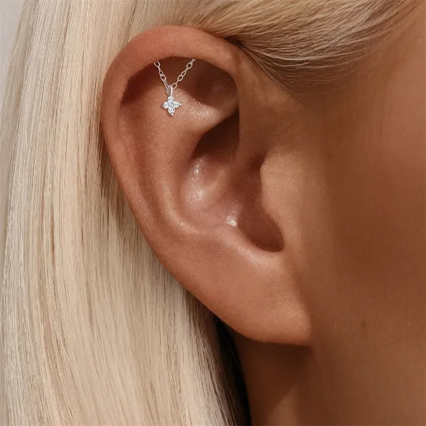 Design S925 Sterling Silver Cross Pendant Ear Cuff Jewelry - 53