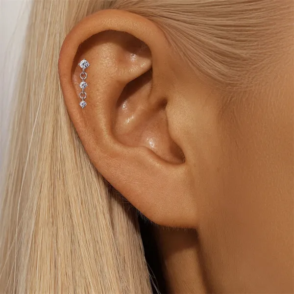 Design S925 Sterling Silver Cross Pendant Ear Cuff Jewelry - 58