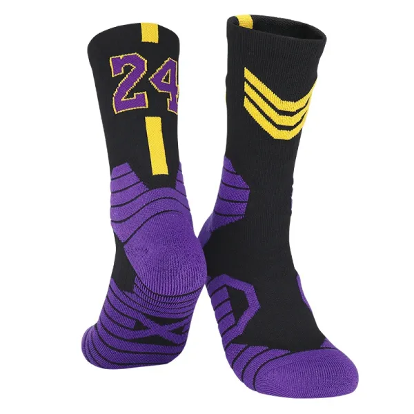 Los Angeles Lakers #24 Purple and Gold Basketball Socks - 1