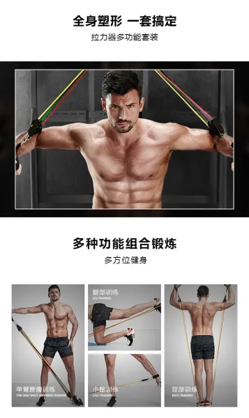 Design Resistance Bands Set with Door Anchor, Foam Handles, Ankle Straps, and Carry Bag Activewear - 3