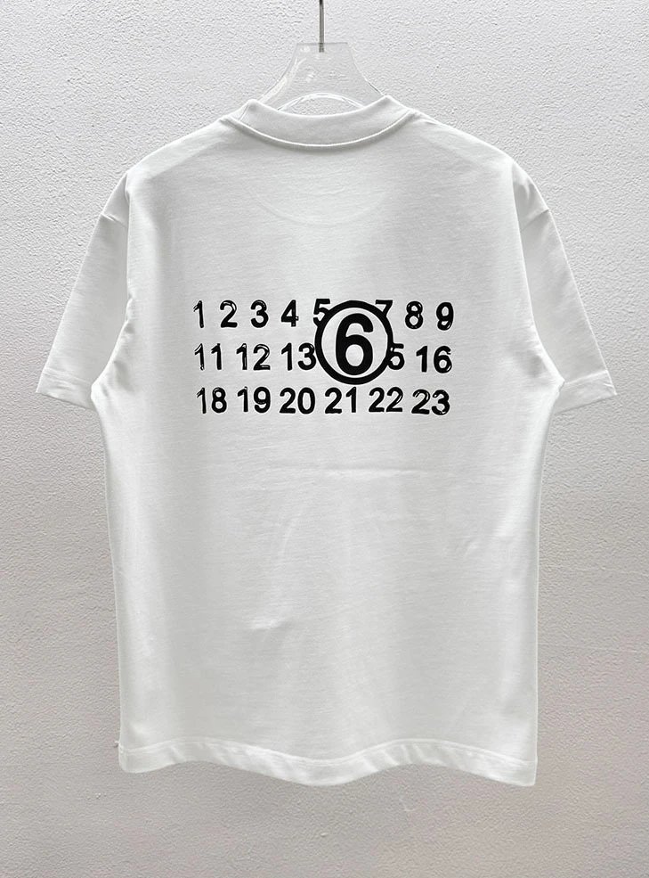 Maison Margiela Logo Embroidered T-Shirt White and Black - 32
