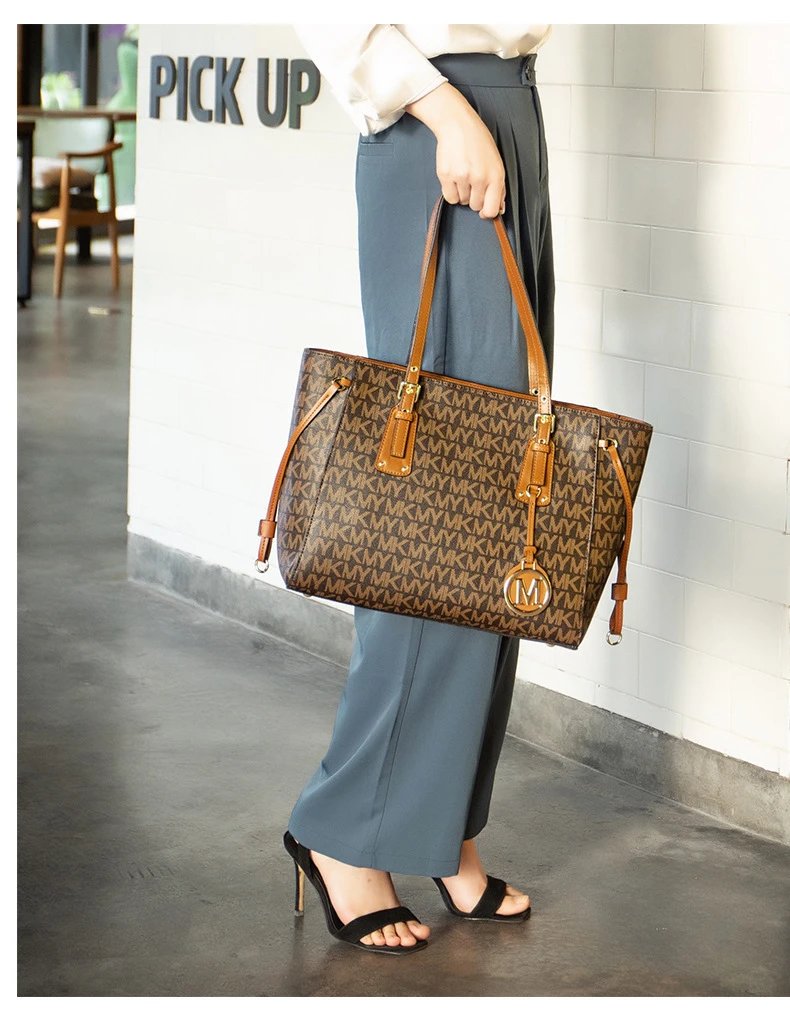 Michael Kors Jet Set Travel Tote Brown Monogram Canvas Handbag Tote Bag - 20