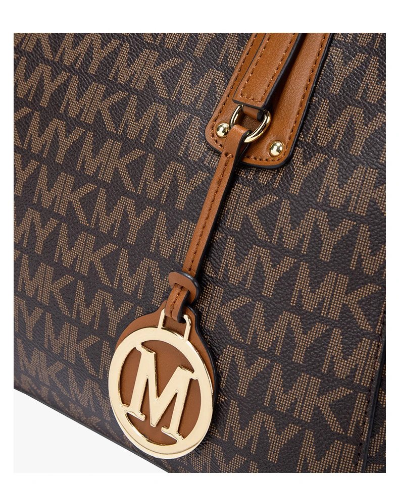 Michael Kors Jet Set Travel Tote Brown Monogram Canvas Handbag Tote Bag - 34