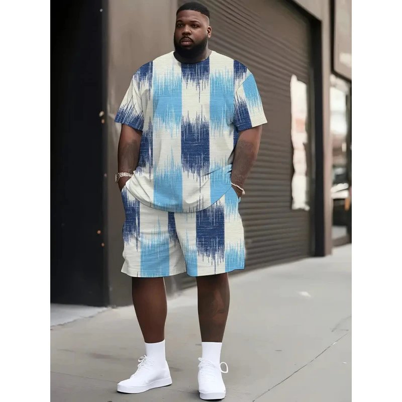 Soundwave Print Oversized T-Shirt and Shorts Set Multicolor