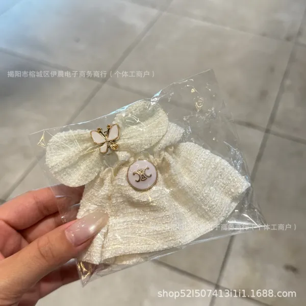 Chanel Chanel-Inspired Tweed Bow Headband in Pink with Butterfly and CC Logo Accessories - 10