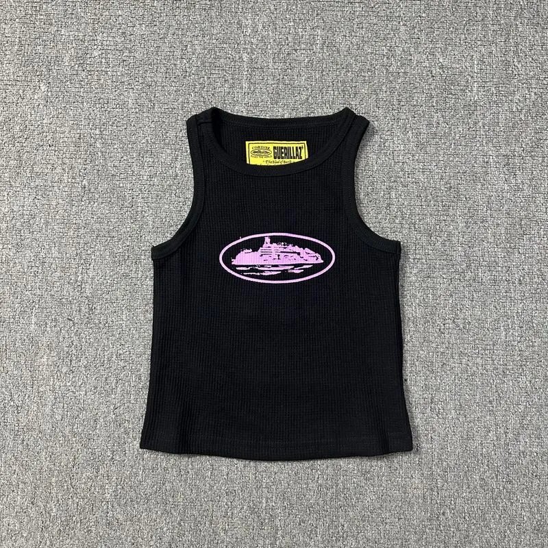 Design Overkill Five Stars Ribbed Tank Top Gray Vest Top - 10