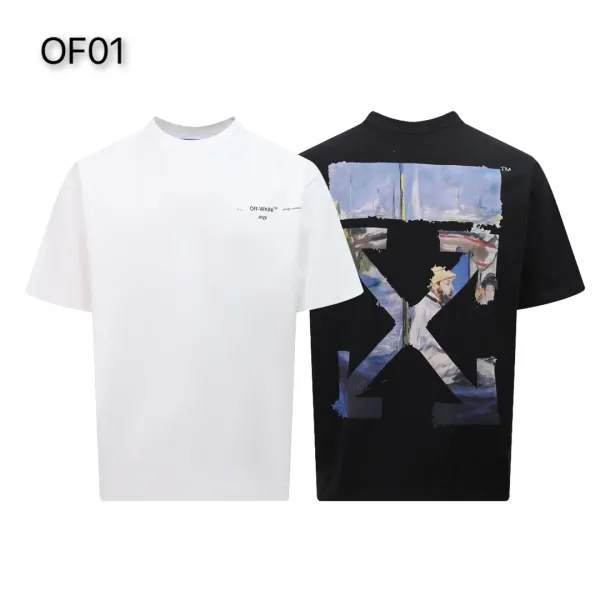 Off-White Mona Lisa Tape Print T-Shirt White and Black - 5