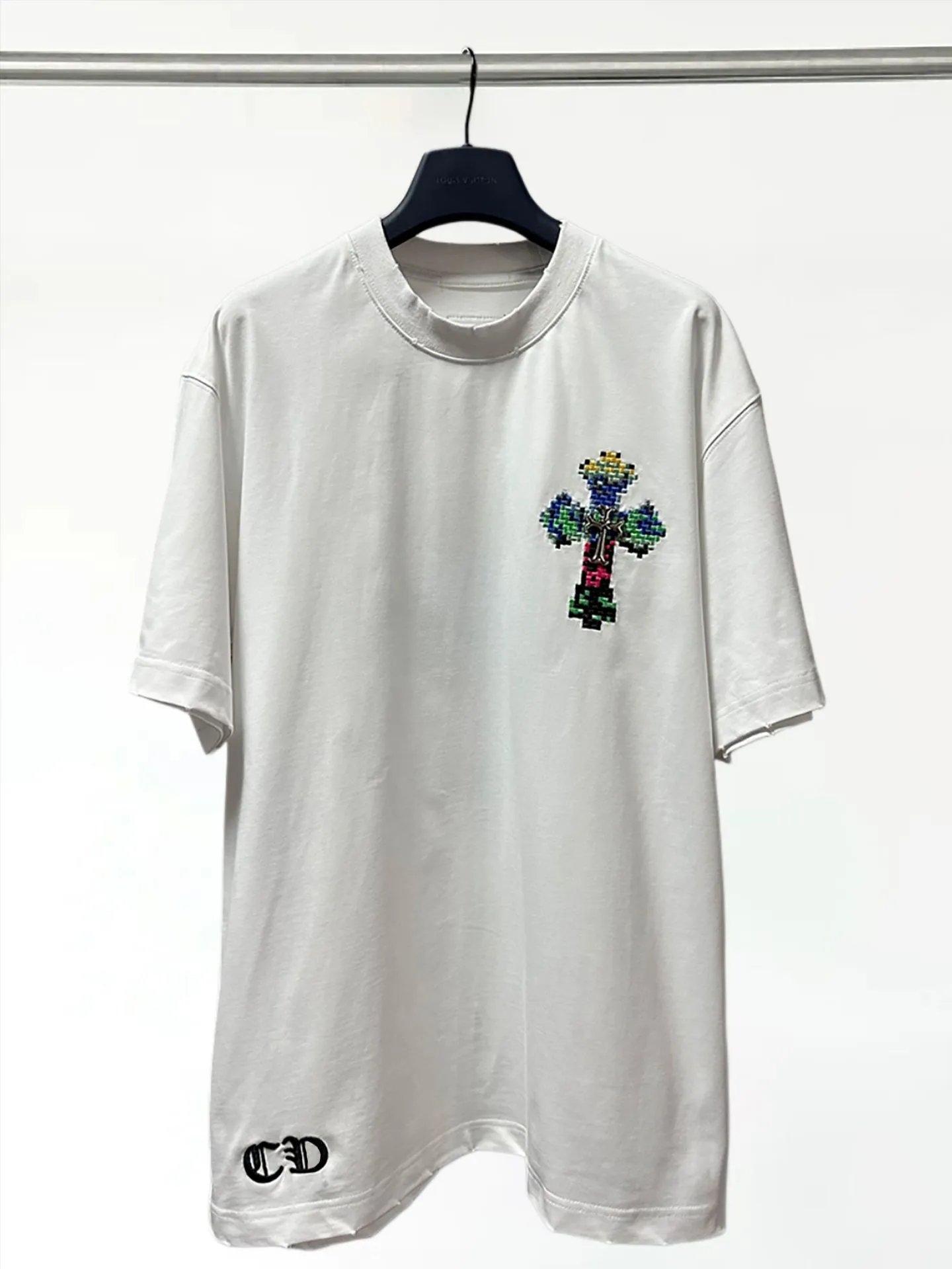 Chrome Hearts Pixel Cross White T-Shirt - 7