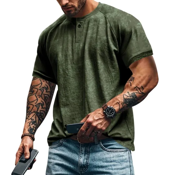 Design Henley T-Shirt Army Green T-Shirt - 18