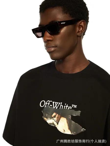 Off-White Mona Lisa Tape Print T-Shirt White and Black - 51