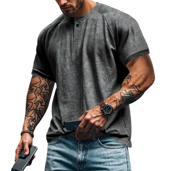 Design Henley T-Shirt Army Green T-Shirt - 32
