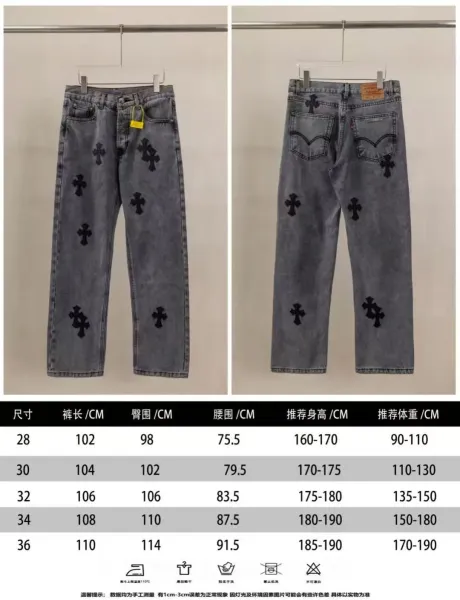 Chrome Hearts Cross-Embroidered Distressed Light Wash Jeans - 2