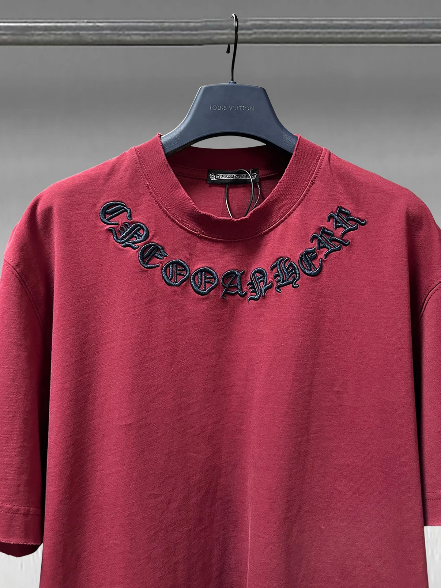 Chrome Hearts Gothic Embroidered Gray T-Shirt - 13