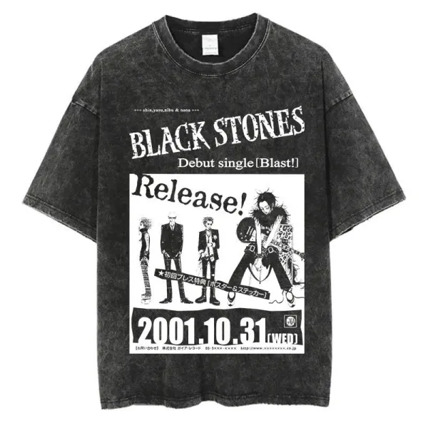 Design Black Stones Blast Debut Single Poster T-Shirt Black T-Shirts - 1