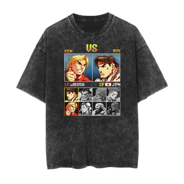 Design Street Fighter VS Arcade Graphic T-Shirt Black T-Shirts - 1