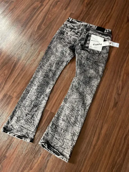 Purple Brand Crinkle Wash Jeans Gray - 1